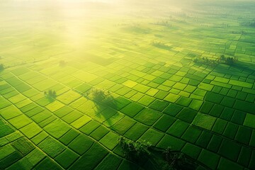 Poster - Aerial view of lush green agricultural fields and plantations, highlighting the beauty and productivity of rural environments.