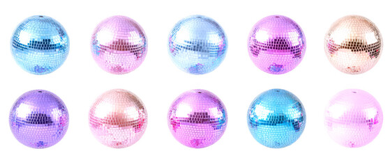 Collection of pastel shiny spheres in various shades isolate on transparent background, cutout, png