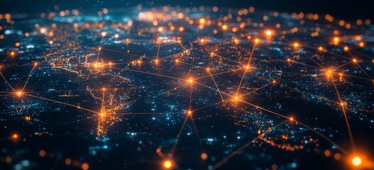 Aufkleber - Global electronic market with digital light map.