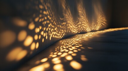 Poster - Wall adorned with a glowing light from below creating a striking interplay of light and shadow in the background