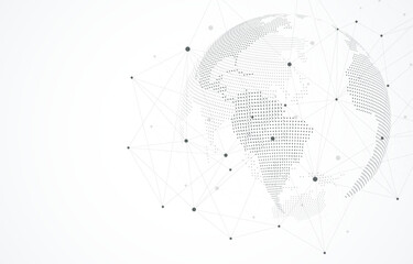 Wall Mural - Global network connection concept. Big data visualization. Social network communication in the global computer networks. Internet technology. Business. Science. Vector illustration