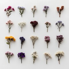 Poster - Flower Blossoms in Various Shapes and Colors on Transparent Background for Floral Design, Nature Art, Wedding Decorations, and Botanical Projects.