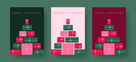 Wall Mural - christmas card vector design template. merry christmas greeting card with christmas presents illustr
