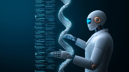 Leinwandbilder - In this abstract illustration, a DNA double helix prominently displays in the middle, symbolizing genetics and innovation in the healthcare sector.