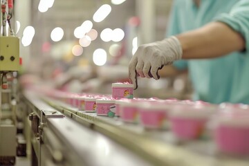 Poster - Robotic conveyor in manufacturing factory, smart factory industry 4.0 concept.