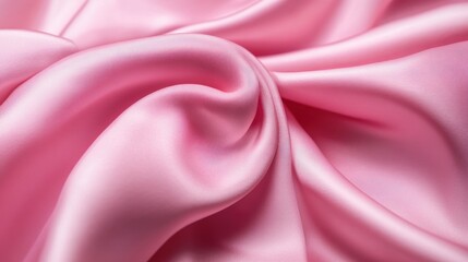 Poster - Close up of pink silk fabric showcasing elegant folds emphasizing luxury texture and design aesthetics