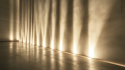 Poster - Wall adorned with a glowing light from below creating a striking interplay of light and shadow in the background