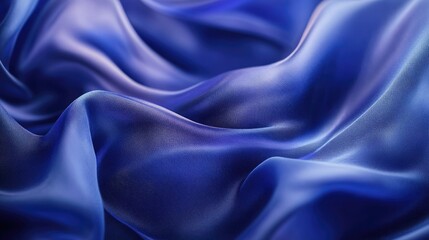 Poster - Stunning abstract backdrop featuring undulating blue fabric waves shimmering textures and painterly strokes Emphasizes depth of field blurriness and a sense of volume