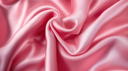 Poster - Close up of pink silk fabric showcasing elegant folds emphasizing luxury texture and design aesthetics