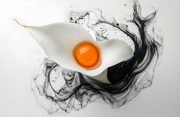 Poster - egg yolk inside a white flower