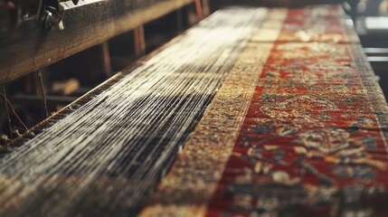 Poster - A detailed view of a weaver skillfully crafting Thai silk, emphasizing the intricate movements and beautiful patterns emerging from the loom