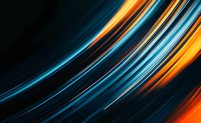 Poster - abstract art with swirling orange and blue