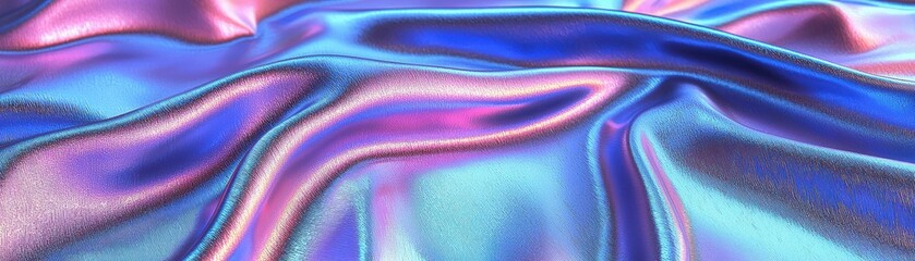 Poster - Vibrant fabric with shimmering blue and pink hues, creating a luxurious and dynamic texture for various creative projects.