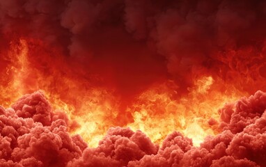 Poster - A dramatic scene of red and orange flames rising amidst dark billowing smoke, creating an intense, fiery atmosphere perfect for visual storytelling.