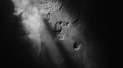 Aufkleber - A monochromatic image featuring textures and light/shadow contrasts, showcasing an intriguing abstract scene with wisps of smoke and flow patterns.