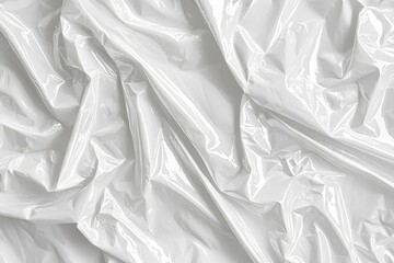 Poster - glossy white fabric with intricate folds and creases, perfect for backgrounds, fashion, or textile p