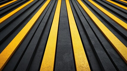 Poster - a vibrant abstract composition featuring parallel black and yellow stripes, creating a striking visu