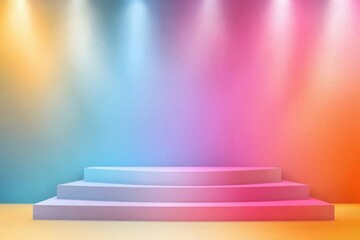 Poster - A vibrant stage with colorful lighting, perfect for presentations, performances or events, showcasing creativity and artistic expression.
