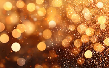 Poster - A stunning display of golden bokeh lights creating a dreamy, festive atmosphere perfect for celebrations and artistic backgrounds.