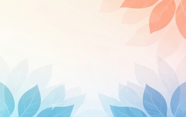 Poster - A soft gradient background featuring elegant overlapping leaves in pastel shades, perfect for nature-themed designs or tranquil settings.