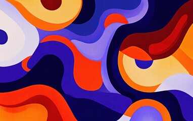 Poster - Dynamic abstract artwork featuring vibrant waves and shapes in bold colors, creating a stimulating and energetic visual experience.