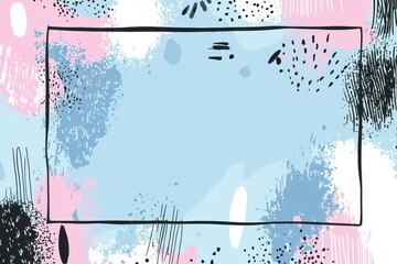 Poster - colorful abstract background featuring blue, pink, and white splashes with black outlines, perfect f