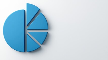 Poster - Stylish blue pie chart graphic on a clean background, perfect for presentations, reports, and data visualization projects.