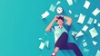 © BanklangArtshop - Stressed man overwhelmed by paperwork under a clock, colorful illustration conveying anxiety and urgency.