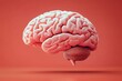 © Graph Squad - A detailed 3D model of the human brain on a vibrant red background.