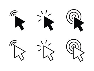 Poster - Click icon set. pointer arrow icon. cursor icon vector. Pointer cursor сomputer mouse icon collection. Clicking cursor, pointing hand clicks icons. Vector illustration.