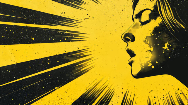 Yellow burst with a comic-book halftone effect – bold yello…
