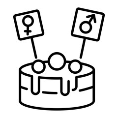 Sticker - A line icon of gender cake with a boy and girl sign