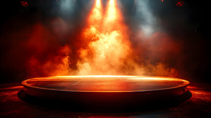 Canvas Print - Orange and White Stage Lights with Smoke Illustration