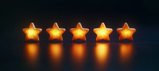 3D Illustration of Golden Stars Reflecting Customer Experience. AI generated illustration