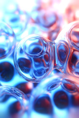 Aufkleber - Abstract illustration of spherical transparent glass objects with colorful play of light on the glass surface. The color palette includes cool blues and warm oranges. The depth of field effect creates