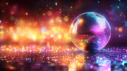 Sticker - Disco Ball on a Glittering Floor - 3D Illustration