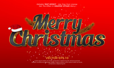 Leinwandbilder - Editable vector text effect merry christmas with luxury text style