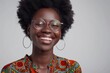 © Isuru - Happy dark skinned woman in glasses celebrates work promotion.