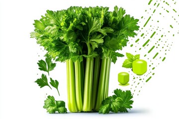 Aufkleber - A minimalist design of a celery stalk, with a clean line capturing its natural form against a light background