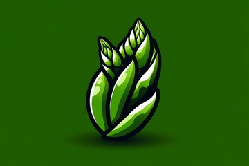 Poster - A minimalist illustration of a single asparagus spear, with simple, clean lines and soft green color