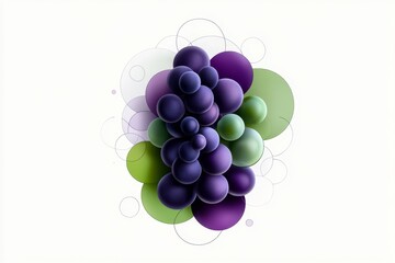 Leinwandbilder - A minimalist illustration of a single grape cluster, with simple, clean lines and soft purple and green hues