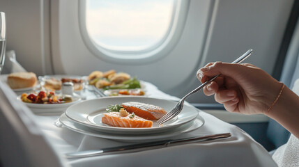 Food in airplane. 