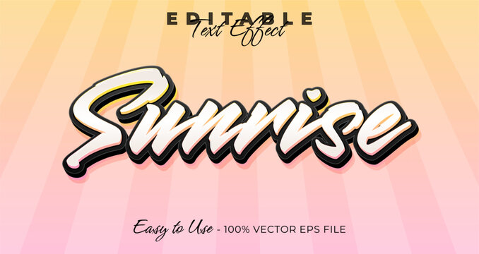 Sunrise text effect, typography template vector graphic style