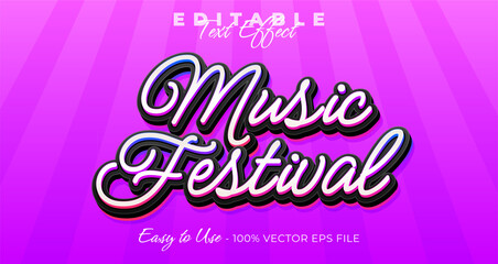 Poster - Music Festival text effect, typography template vector graphic style