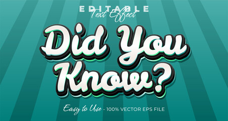Aufkleber - did you know text effect, typography template vector graphic style