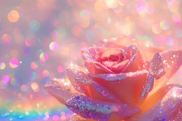 Canvas Print - Holographic rose background backgrounds glitter flower.