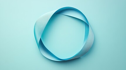 Leinwandbilder - Blue ribbon laid out in circle shape on a pastel background, symbolic of World Diabetes Day with space for text