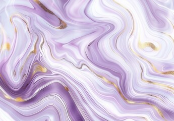 Soft Pastel Wavy Liquid Marble Texture with Lilac and Golden Lines