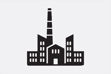 A black silhouette of a factory  with two tall smokestacks.