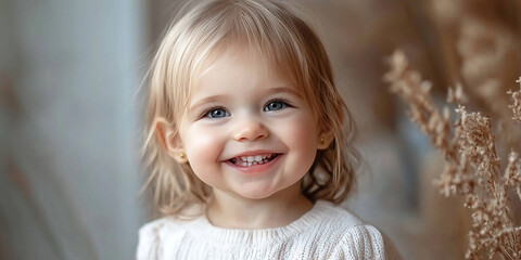 portrait of an white little girl with a smile